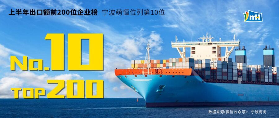 寧波2019上半年出口額前200位企業(yè)榜，寧波萌恒榮列第10名！
